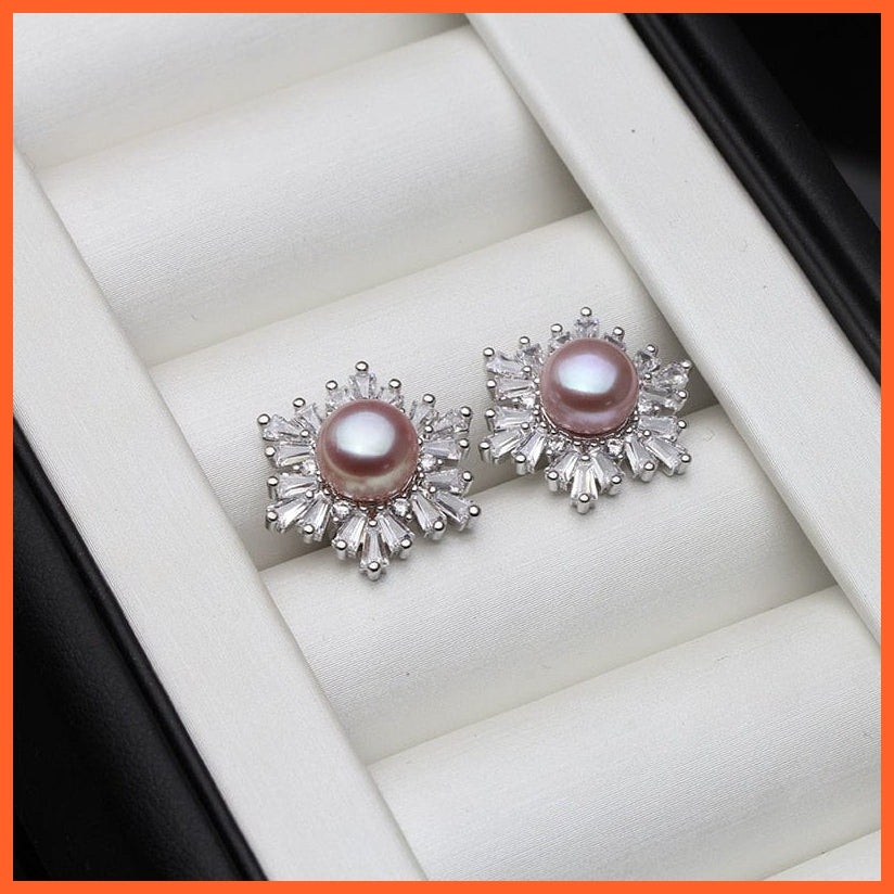 whatagift.com.au purple pearl earring Fine Natural Freshwater Real 925 Sterling Silver Pearl Jewelry For Women