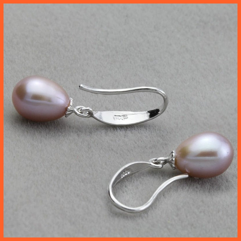 whatagift.com.au purple pearl earring Silver White Freshwater Pearl Drop Earring