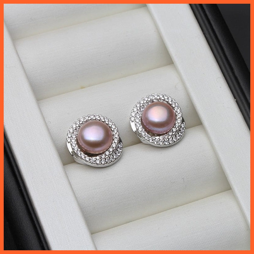 whatagift.com.au purple pearl earring White Black 925 Sterling Silver Natural Freshwater Drop Pearl Earrings