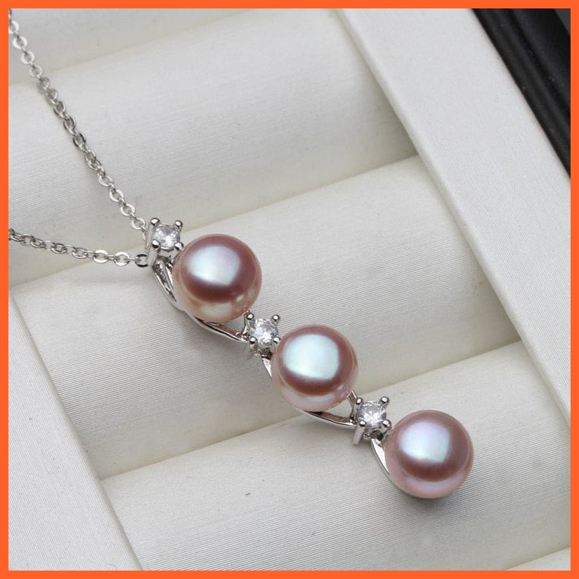 whatagift.com.au purple pearl pendant Freshwater Natural Black White Pearl Silver Pendant For Women
