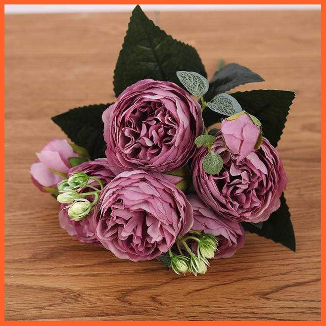 Rose Pink Silk Peony Artificial Flowers Bouquet | whatagift.com.au.