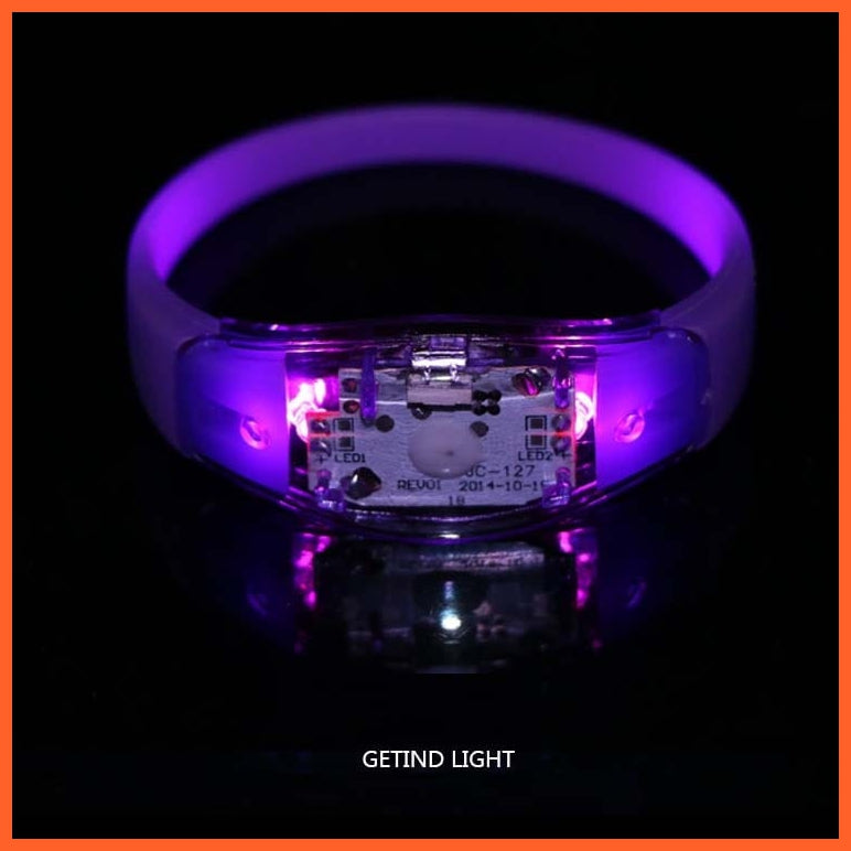 whatagift.com.au purple Silicone Sound Controlled LED Light Bracelet | Activated Glow Halloween Flash Wristband