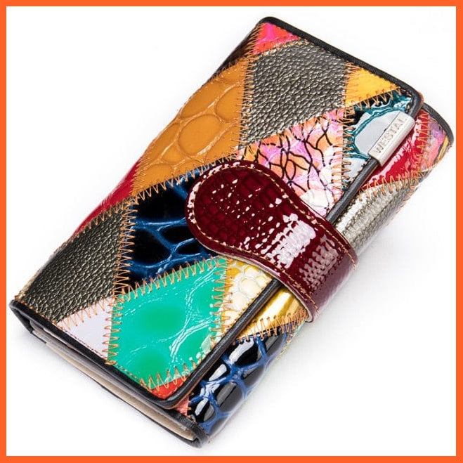 Crocodile Pattern Genuine Leather Clutch For Women | Multicolor Bifold Leather Purse For Women | whatagift.com.au.