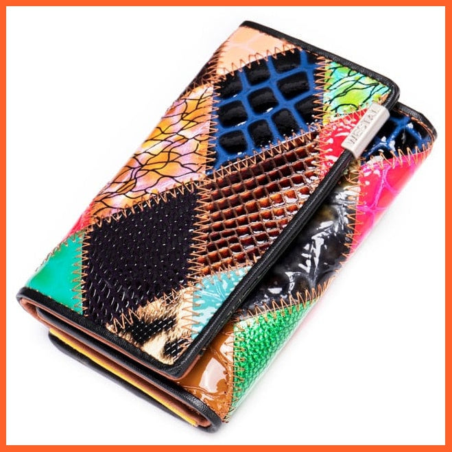 Crocodile Pattern Genuine Leather Clutch For Women | Multicolor Bifold Leather Purse For Women | whatagift.com.au.