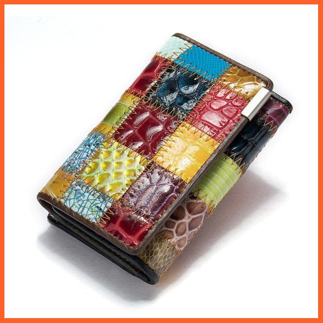 Crocodile Pattern Genuine Leather Clutch For Women | Multicolor Bifold Leather Purse For Women | whatagift.com.au.