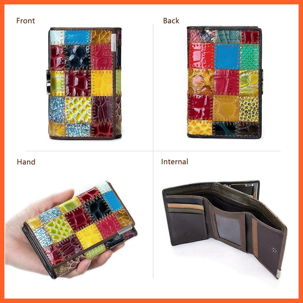 Crocodile Pattern Genuine Leather Clutch For Women | Multicolor Bifold Leather Purse For Women | whatagift.com.au.