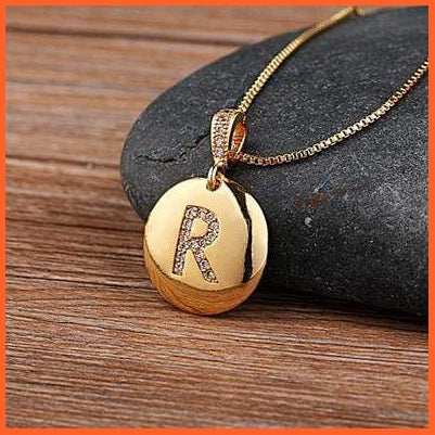 Gold Plated Initials Pendant And Necklace | Girls Initial Letter Necklace Gold 26 Letters Charm Necklaces Pendants Copper Cz Jewellery | whatagift.com.au.