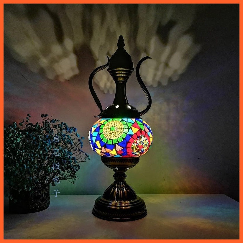 whatagift.com.au R3M / EU plug Mediterranean style Turkish Mosaic Table Lamp | Handcrafted Mosaic Glass Romantic Bed light