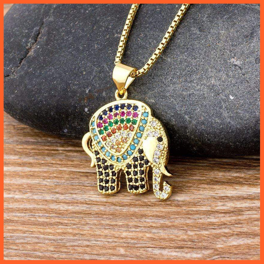 Rainbow Pendant Of Elephant With Chain Necklace | whatagift.com.au.