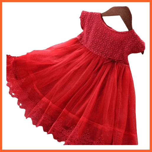 whatagift.com.au Red 1-1 / 3 T ( 100 CM ) Girls Lace Dress New Floral Kids Dresses