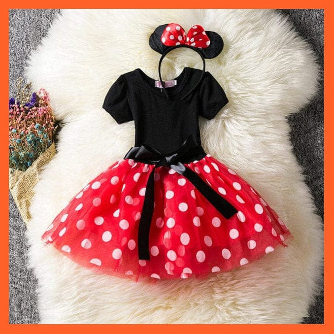 whatagift.com.au Red 1 / 6M Cosplay Cartoon Costume Short Sleeve Polka Dot Princess Dress