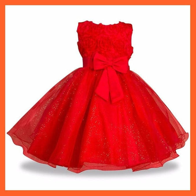 whatagift.com.au red / 18M Lace Embroidery Formal Sleeveless Wedding Gown For Girls