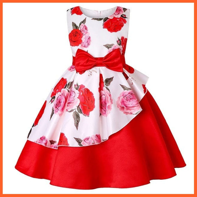 whatagift.com.au Red 2 / 2T Floral Print Dresses for Girls