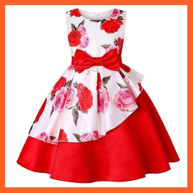 whatagift.com.au Red 2 / 2T Floral Print Dresses For Girls