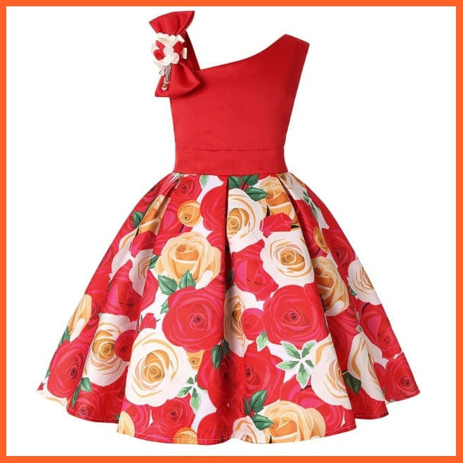 whatagift.com.au Red / 2T Floral Print Dresses for Girls