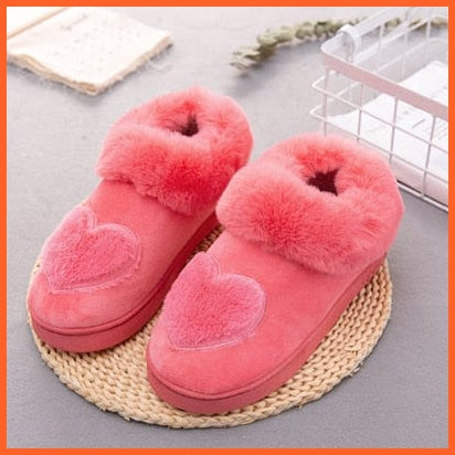 whatagift.com.au Red / 36-37 Women Cotton Soft Heart-Shaped Warm Plush Winter Fur Slippers