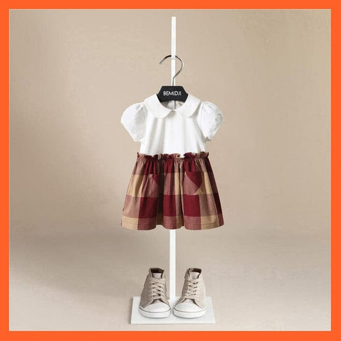 whatagift.com.au Red / 52cm  Newborn White Doll Lapel Short-Sleeved Cotton Dress For Children