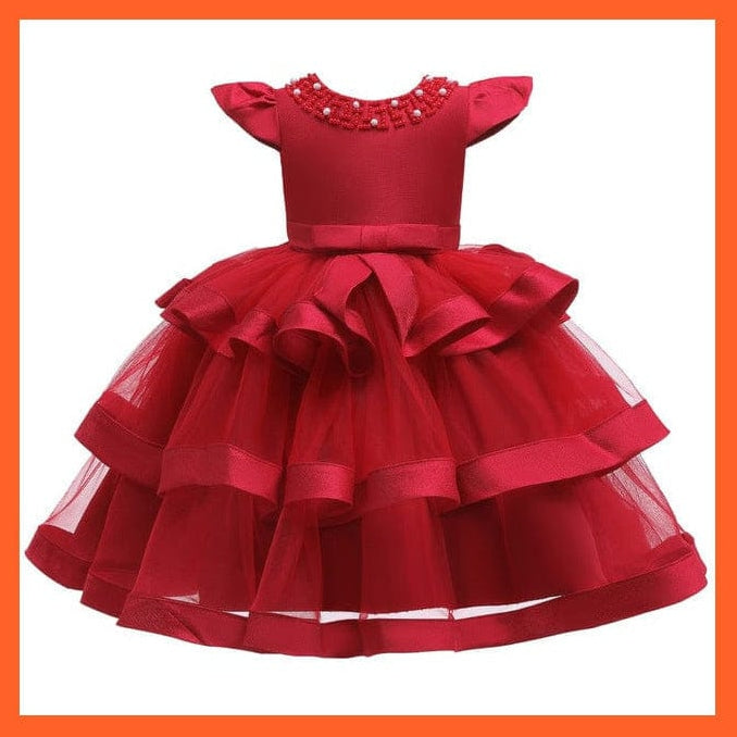 whatagift.com.au Red / 80 Beading Layered Dress For Girls Dresses For Party And Wedding