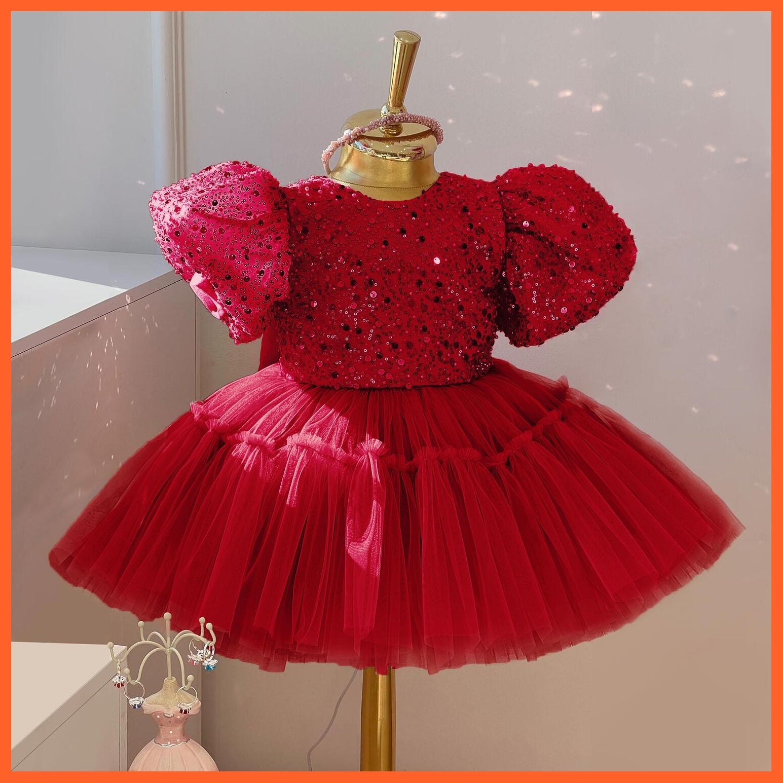 whatagift.com.au Red / 9M Princess Gown for Girls | Girl Elegant Birthday Tulle Dress | Bridesmaid Evening Party Dresses