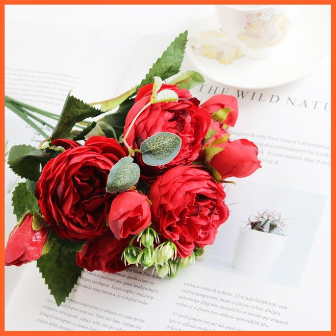Artificial Silk Peony Flower Bouquet | whatagift.com.au.
