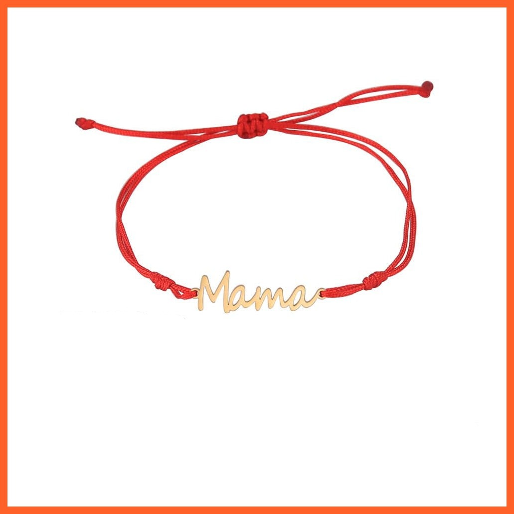 whatagift.com.au Red Cord Gold / 17-22cm Double Layer Stainless Steel Letter Mama Charm Bracelet For Women