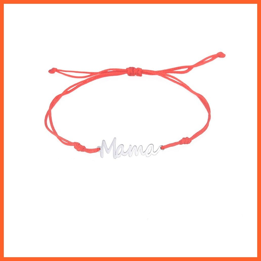 whatagift.com.au Red Cord Steel / 17-22cm Double Layer Stainless Steel Letter Mama Charm Bracelet For Women