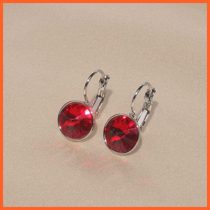 whatagift.com.au Red Crystal Round Clear Crystal Drop Earrings For Women