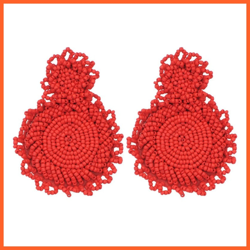 whatagift.com.au Red Earrings Bohemian Handmade Beads Drop Earrings For Women