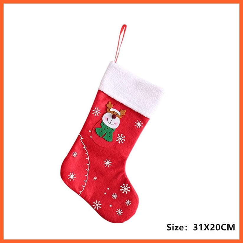 whatagift.com.au red elk Navidad Christmas Stocking Santa Sacks Gift Christmas Decorations for Home Candy Bag Hanging Xmas Tree Ornament New Year 2023