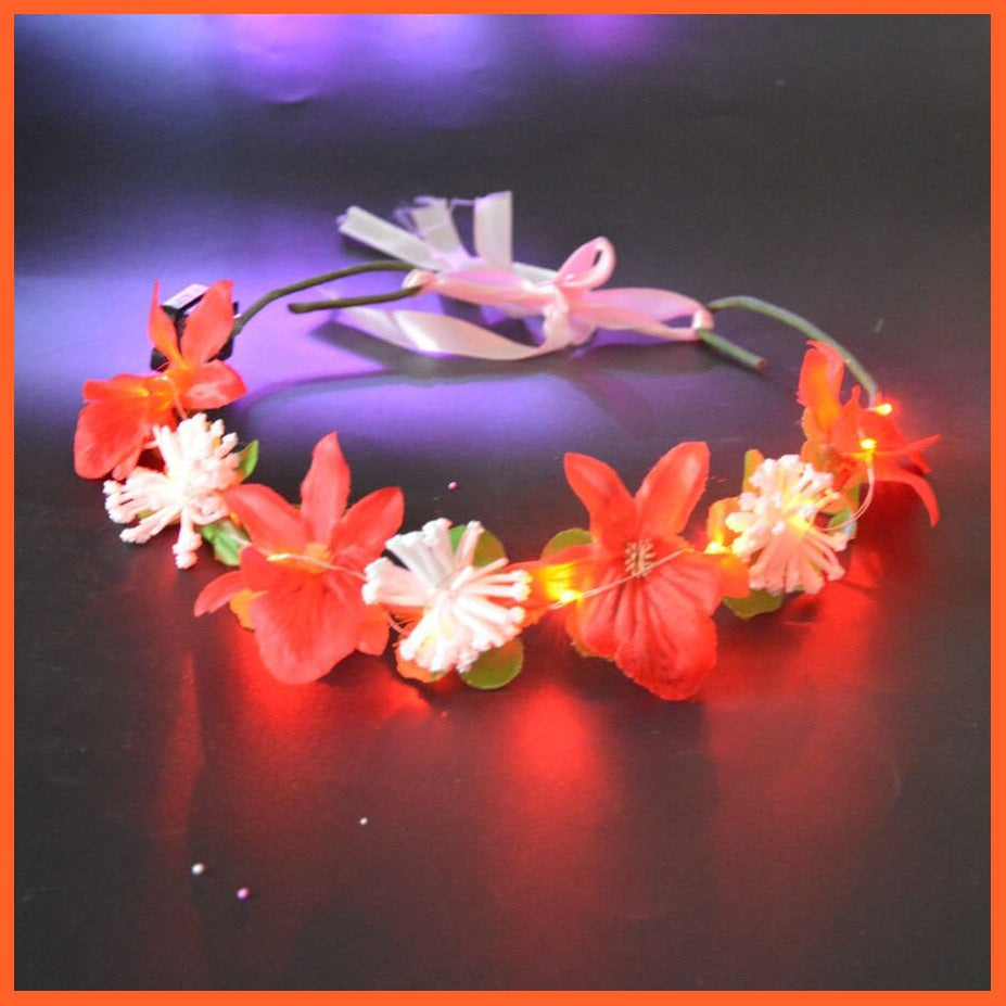 whatagift.com.au red flower 10pcs Adult Kids Glowing LED Party Accessories | Cat Bunny Crown Flower Headband | Halloween Party