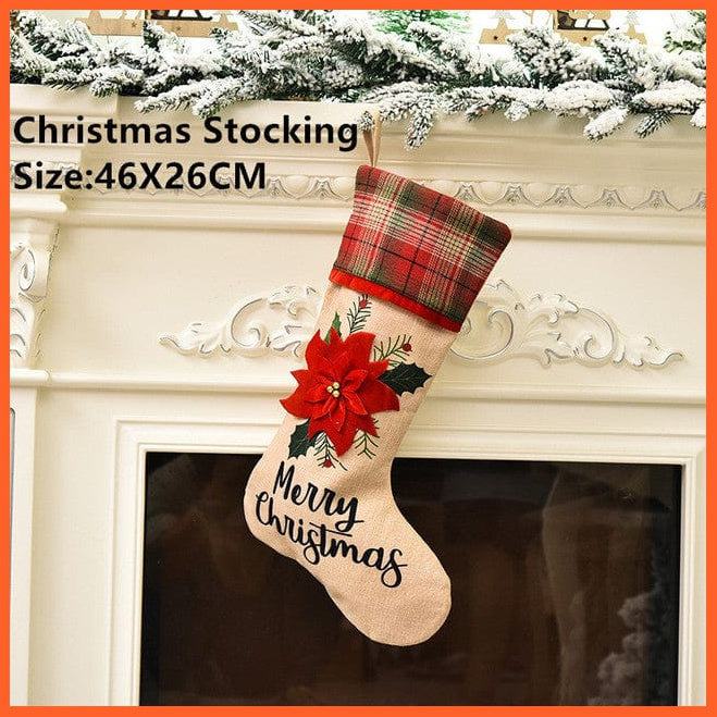 whatagift.com.au red flower Stocking Christmas Stocking Santa Sacks Gift