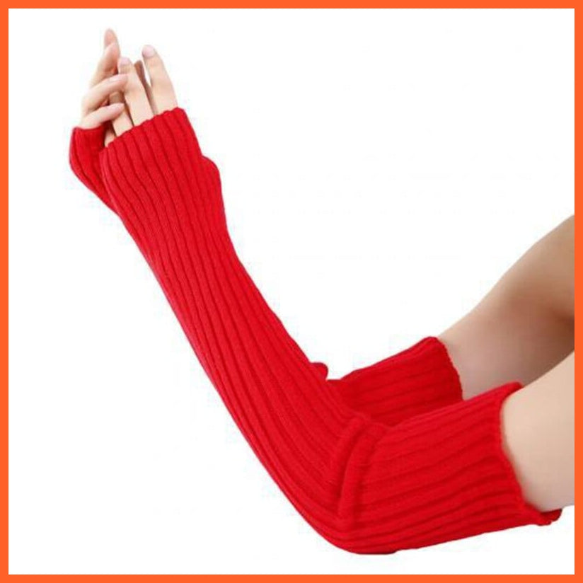 whatagift.com.au Red / length-52cm Women Warm Long Gothic Lolita Knitting Glove Stretch Fingerlings Mittens