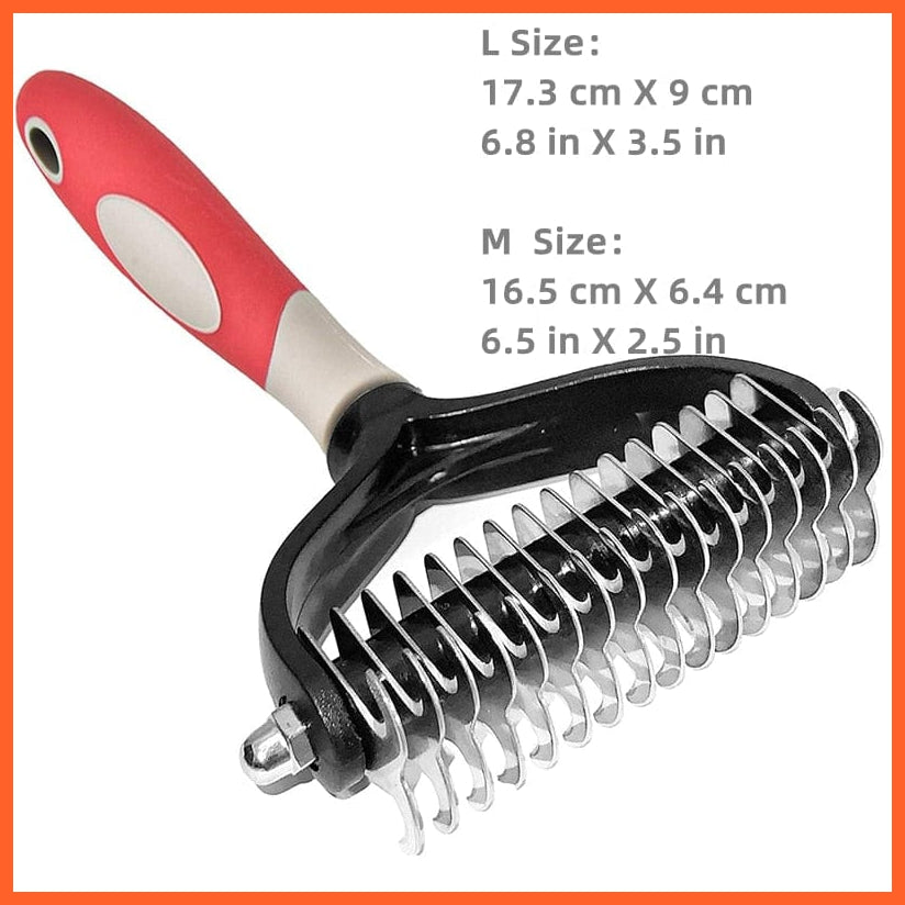 whatagift.com.au red / M Professional De-shedding Double-Sided Brush for Cat Dog | Grooming Kit for Pets