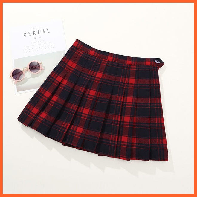 whatagift.com.au red plaid / 4 Plaid Girls Skirt | Pleated Skirts for Kids