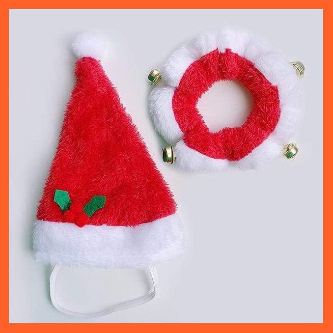 whatagift.com.au Red / S Christmas Dog Hat And Collar | Dogs Costume Santa Hats & Necklace With Bell