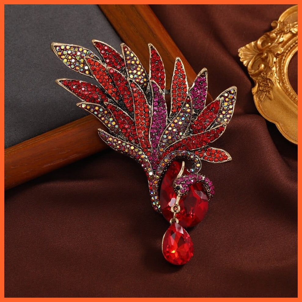 whatagift.com.au Red Vintage Crystal Phoenix Wings Brooches Badges For Women