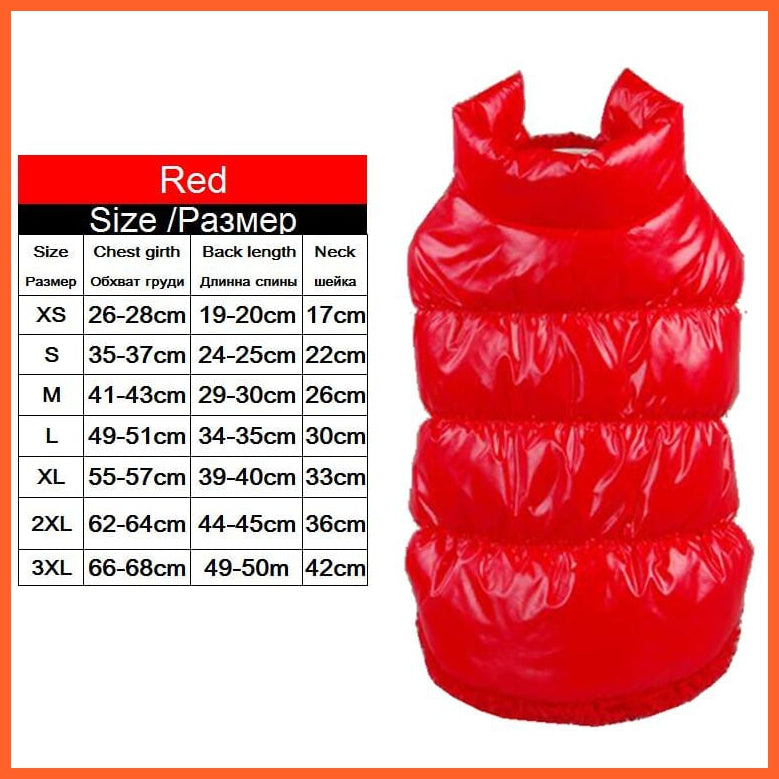 whatagift.com.au Red / XS Warm Shiny Winter Fleece Inside Windproof Pet Jackets for Medium Large Dogs