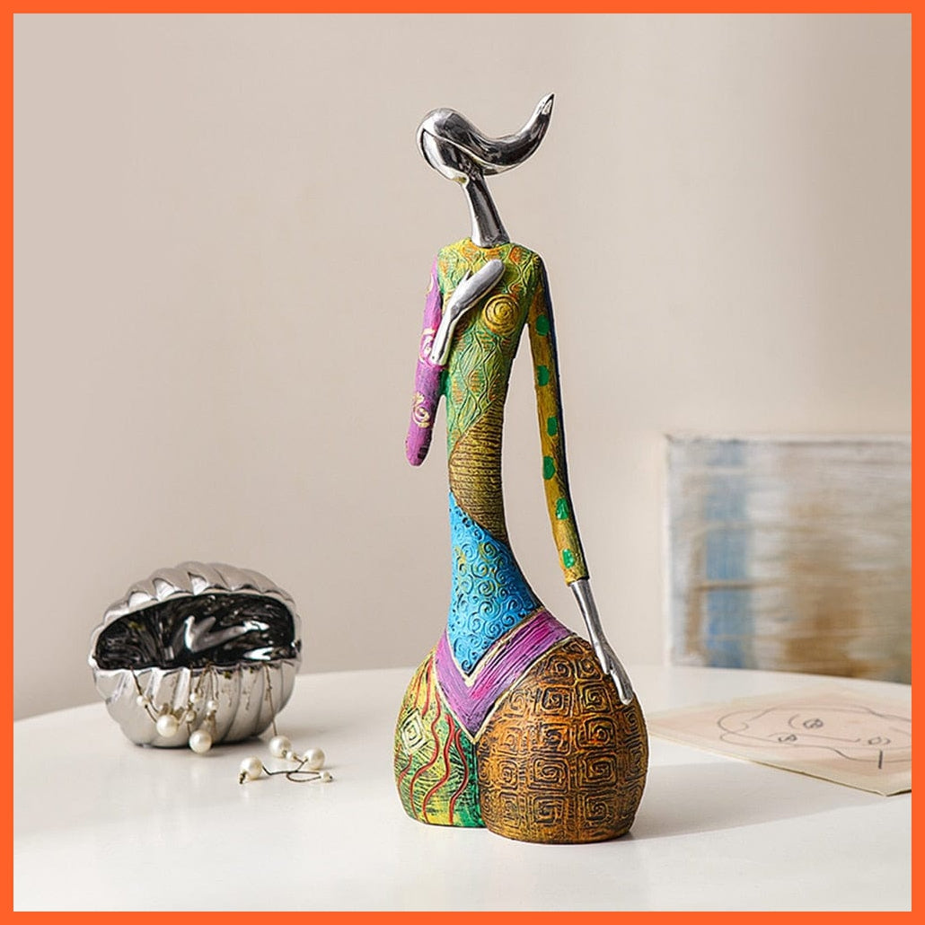 whatagift.com.au Resin Exotic Woman Colorful Art Figurine for Interior | Statue For Home Decoration