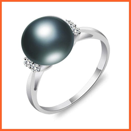 whatagift.com.au Resizable / Black Natural Freshwater Pearl Silver Jewelry Rings For Women