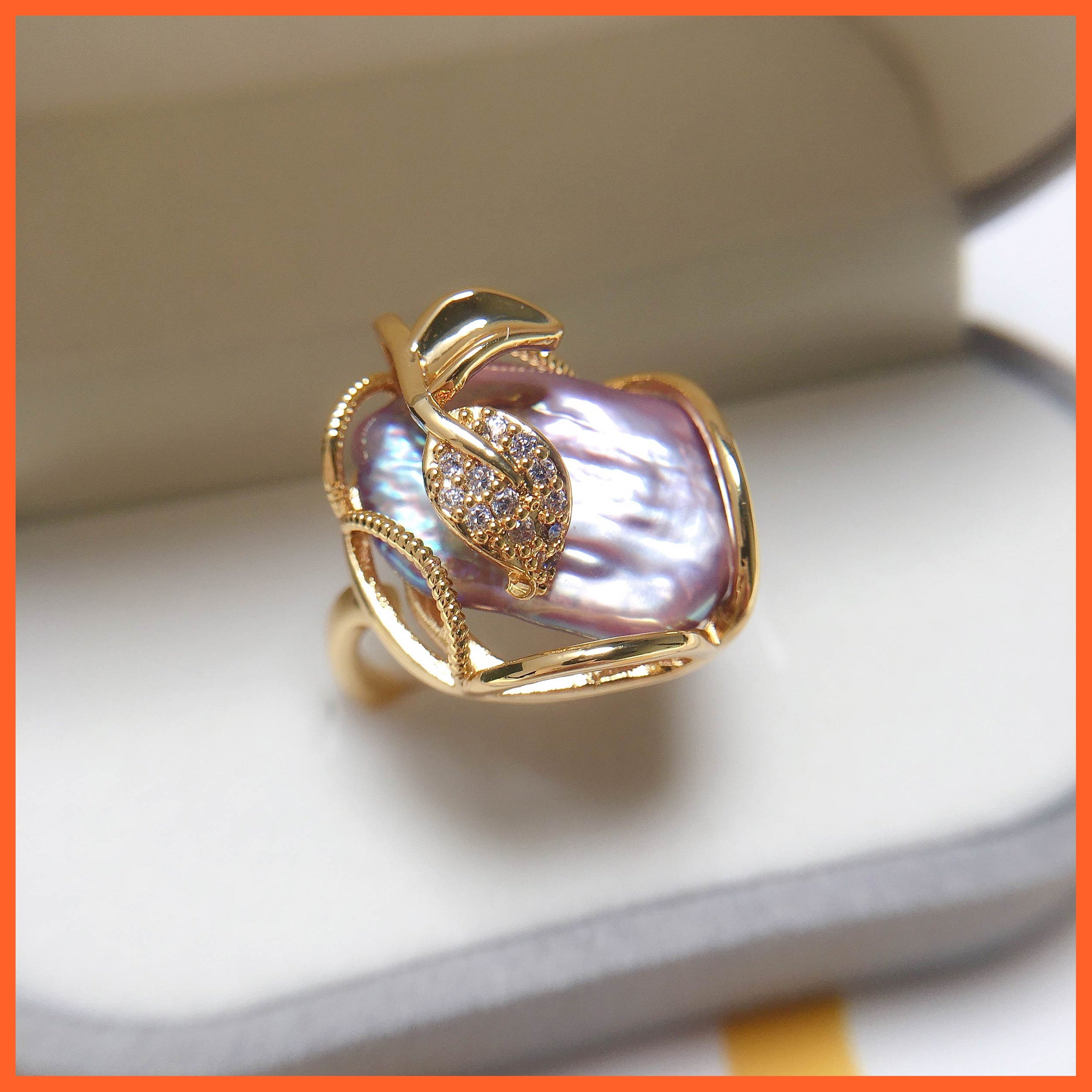 whatagift.com.au Resizable / China / Purple Baroque Real Natural Freshwater Pearl Gold Plating Women Ring