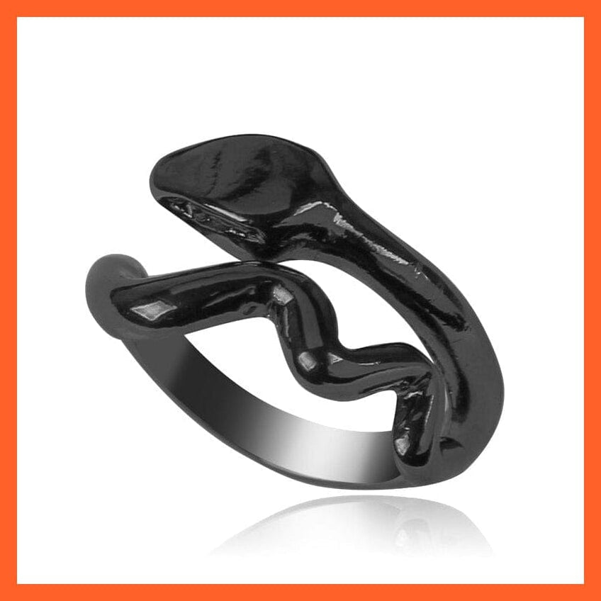 whatagift.com.au Resizable / JZ181-gunblack Unisex Vintage Punk Gothic Snake Rings | Black Silver Color Metal Open Design Animal Finger Ring