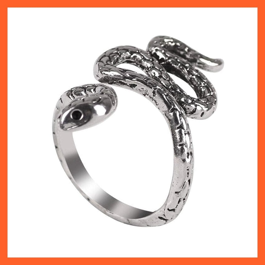 whatagift.com.au Resizable / JZ185 Unisex Vintage Punk Gothic Snake Rings | Black Silver Color Metal Open Design Animal Finger Ring