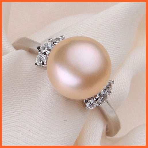 whatagift.com.au Resizable / Pink Natural Freshwater Pearl Silver Jewelry Rings For Women