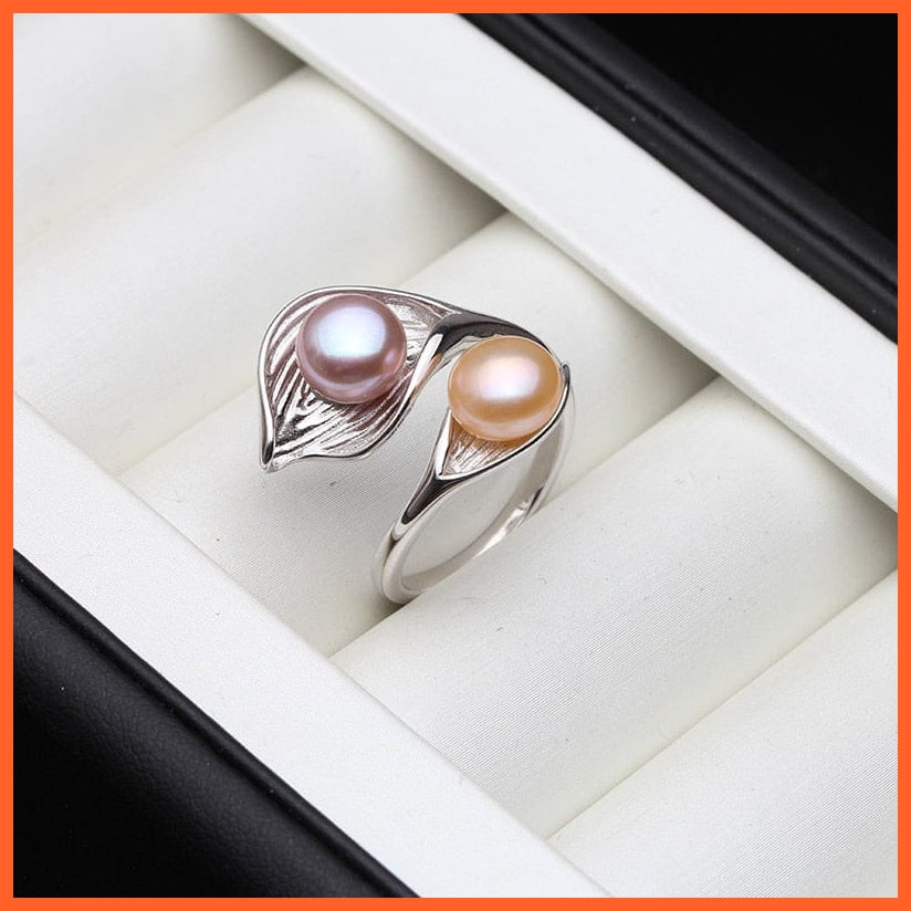 whatagift.com.au Resizable / pink purple ring Wedding Real Natural Freshwater White Black Double Pearl Ring For Women