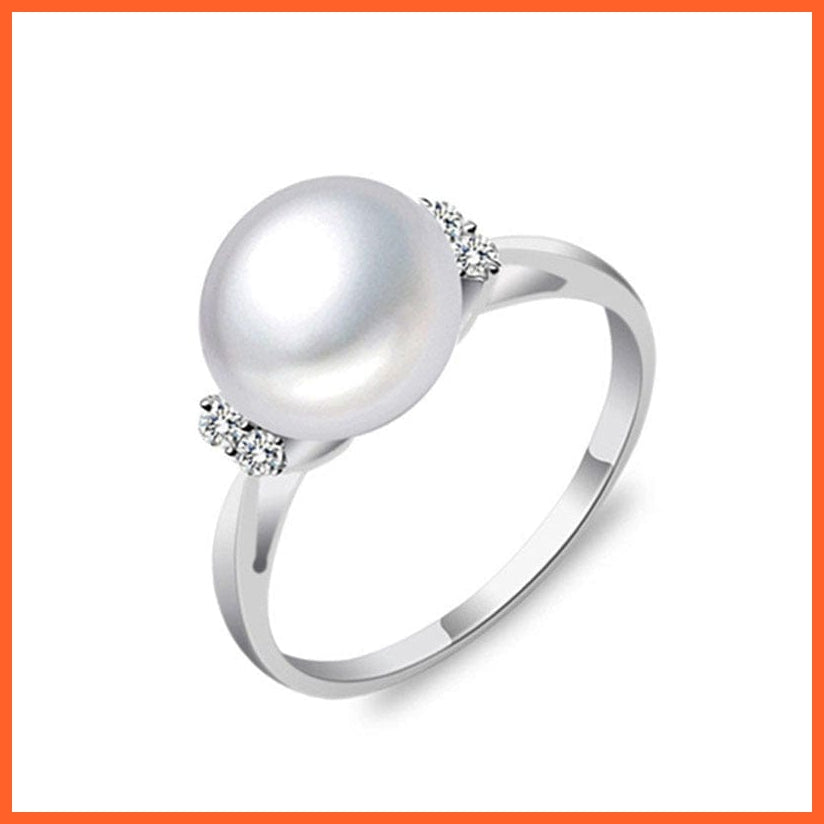 whatagift.com.au Resizable / White Natural Freshwater Pearl Silver Jewelry Rings For Women