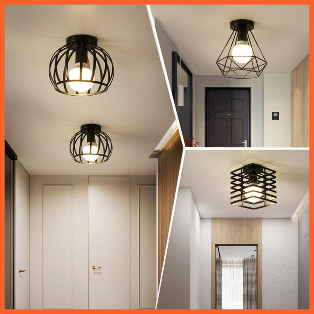 whatagift.com.au Retro Loft E27 LED Ceiling Lamp | Indoor Cage Vintage Ceiling Lighting