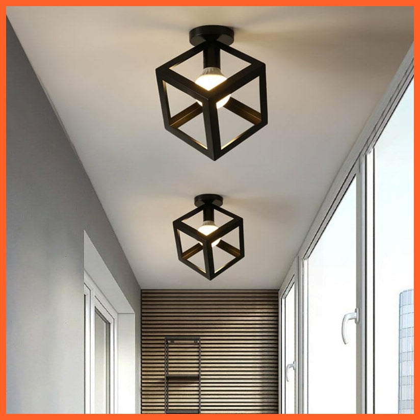 whatagift.com.au Retro Loft E27 LED Ceiling Lamp | Indoor Cage Vintage Ceiling Lighting