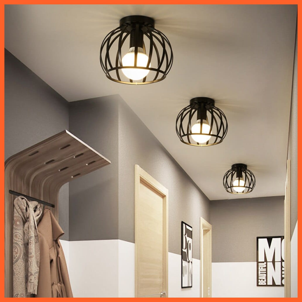 whatagift.com.au Retro Loft E27 LED Ceiling Lamp | Indoor Cage Vintage Ceiling Lighting