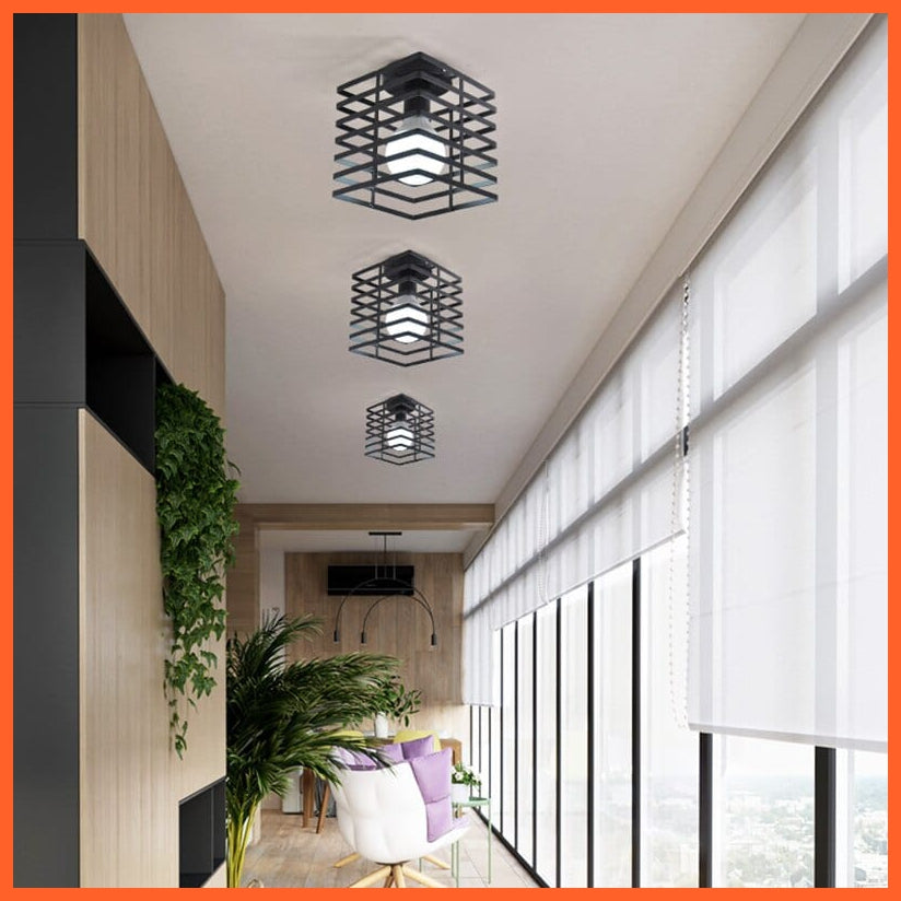 whatagift.com.au Retro Loft E27 LED Ceiling Lamp | Indoor Cage Vintage Ceiling Lighting