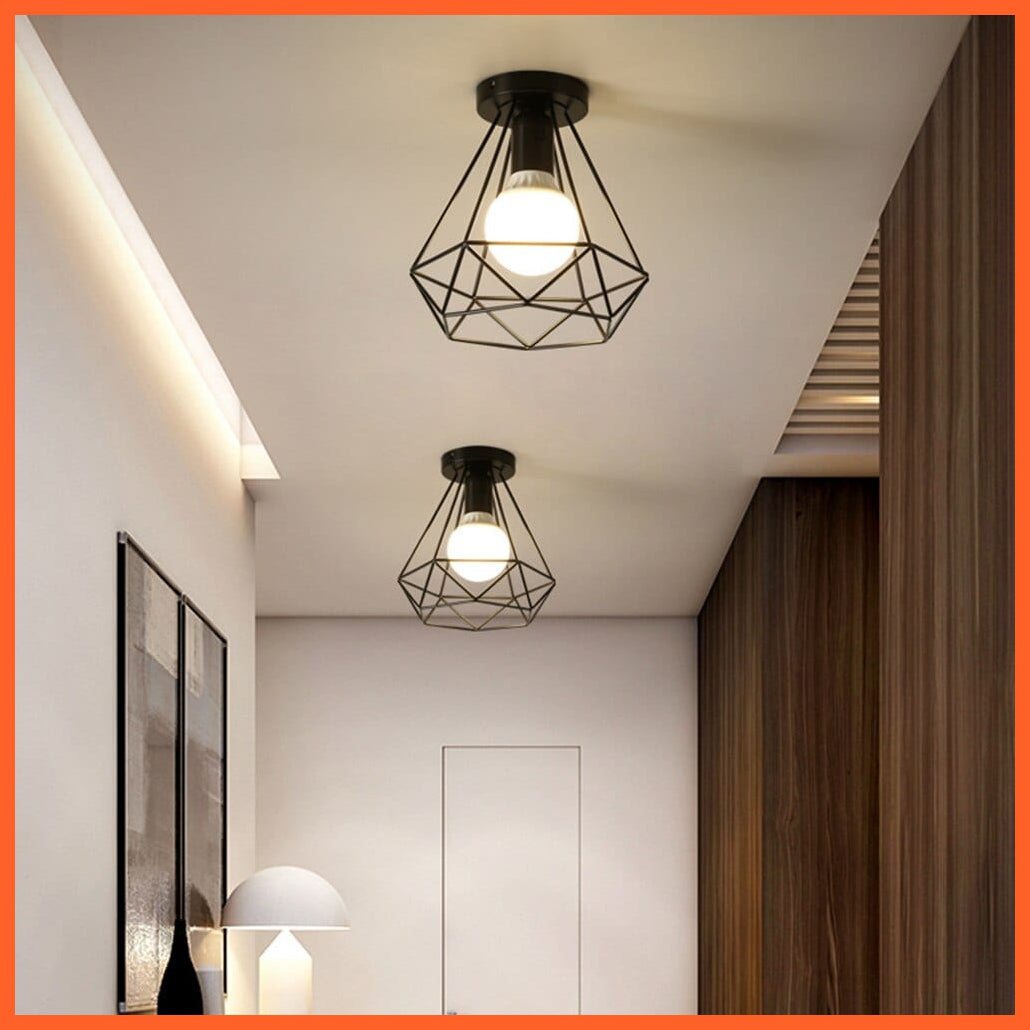 whatagift.com.au Retro Loft E27 LED Ceiling Lamp | Indoor Cage Vintage Ceiling Lighting